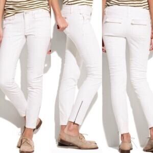 Madewell White Skinny Switchyard Ankle Zip Jeans Size 27 Mid Rise Stretch Denim